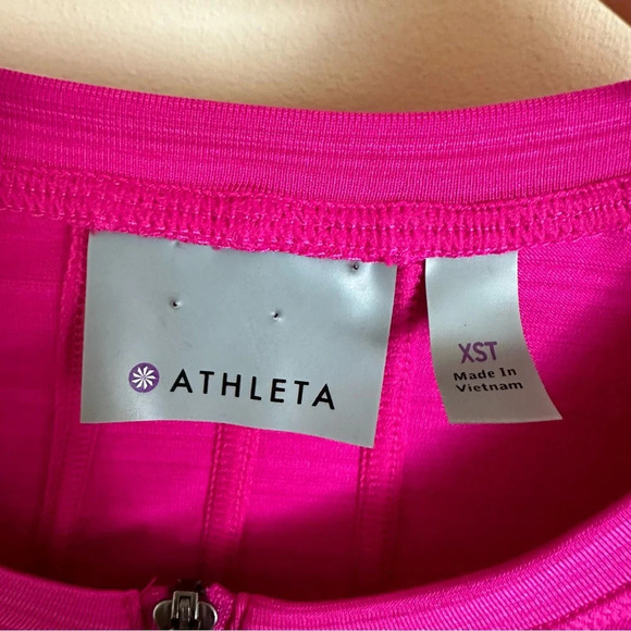 Athleta size XST Tall Pink Pacifica Quarter Zip Top UPF Sun Protection Fitted - Picture 3 of 5